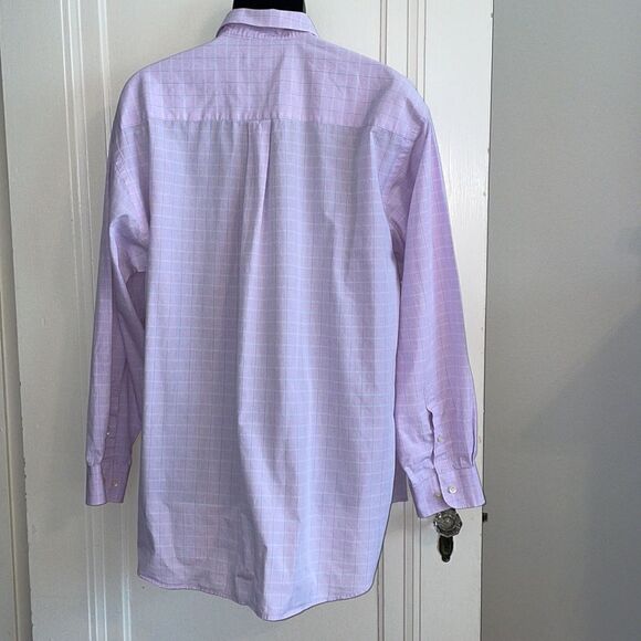 Vintage 80s Harold Powell lavender & white check cotton long sleeve shirt - Picture 7 of 10